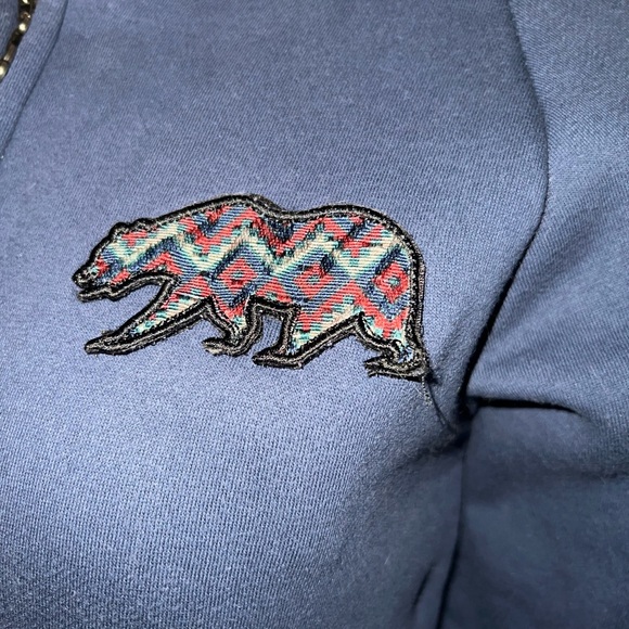 Grassroots California navy long hoodie jacket with hidden pocket - Picture 2 of 16